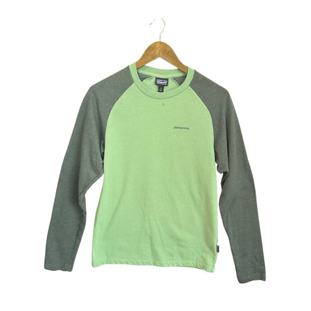 Patagonia Men’s P-6 Logo Lightweight Crew Sweatshirt‎ Green/Gray XS Cotton